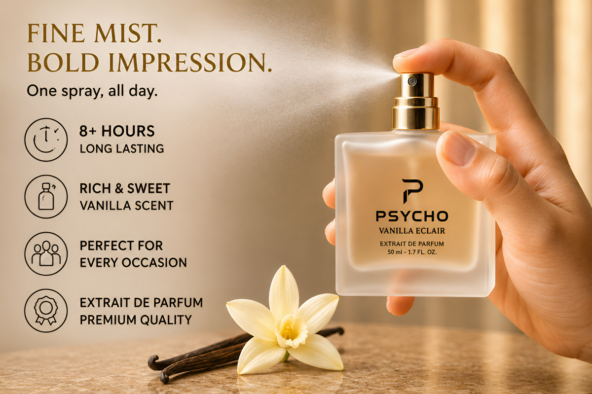 PSYCHO Vanilla Eclair Extrait De Parfum (50ml) | Long Lasting Unisex Perfume